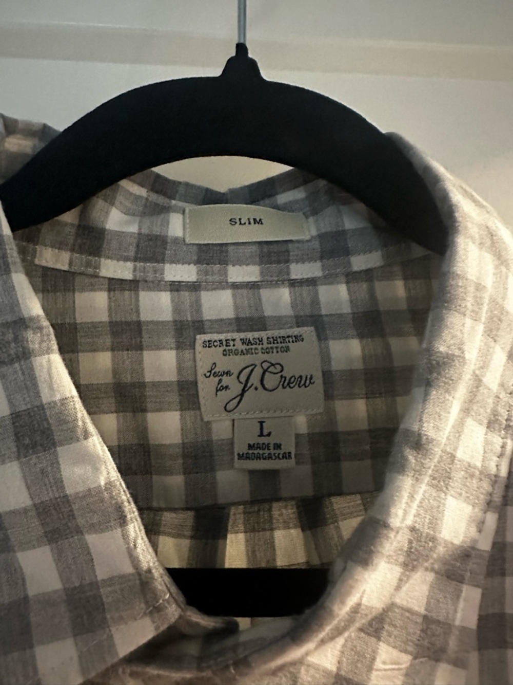 J. Crew Slim Casual Gray and White Plaid Button-Down Shirt